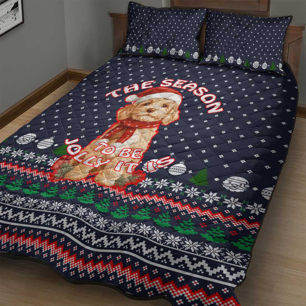 The Season To Be Jolly Goldendoodle Christmas Quilt Bed Set Xmas Holiday Patterns - Wonder Print Shop
