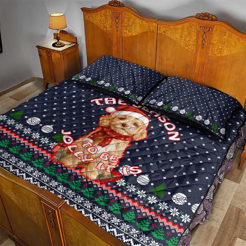 The Season To Be Jolly Goldendoodle Christmas Quilt Bed Set Xmas Holiday Patterns - Wonder Print Shop