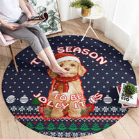 The Season To Be Jolly Goldendoodle Christmas Round Carpet Xmas Holiday Patterns - Wonder Print Shop