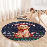 The Season To Be Jolly Goldendoodle Christmas Round Carpet Xmas Holiday Patterns - Wonder Print Shop