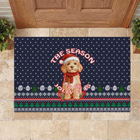 The Season To Be Jolly Goldendoodle Christmas Rubber Doormat Xmas Holiday Patterns - Wonder Print Shop