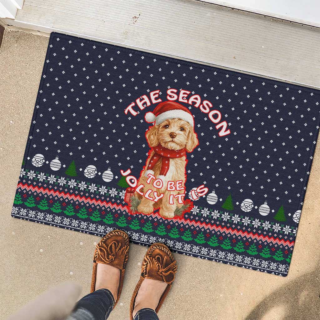 The Season To Be Jolly Goldendoodle Christmas Rubber Doormat Xmas Holiday Patterns - Wonder Print Shop