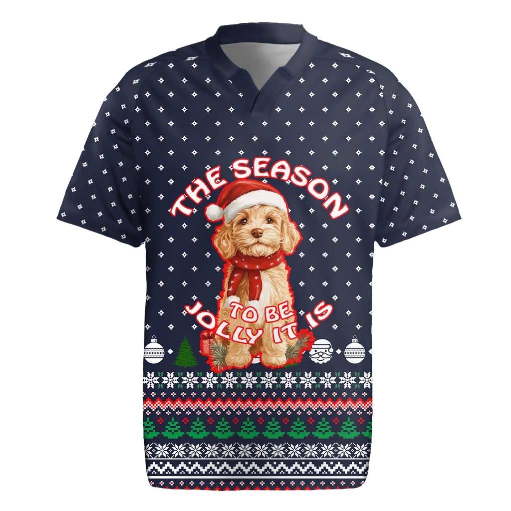 The Season To Be Jolly Goldendoodle Christmas Rugby Jersey Xmas Holiday Patterns - Wonder Print Shop