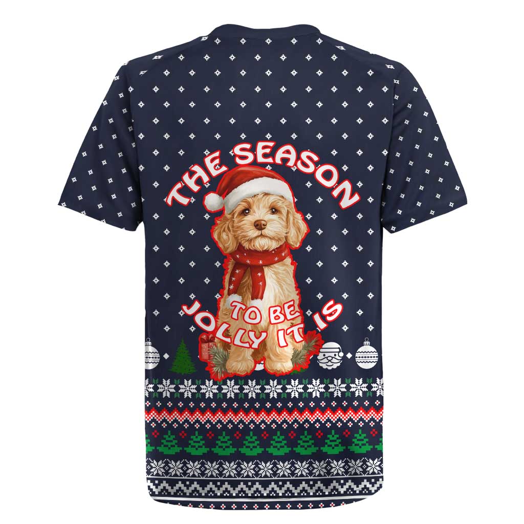The Season To Be Jolly Goldendoodle Christmas Rugby Jersey Xmas Holiday Patterns - Wonder Print Shop