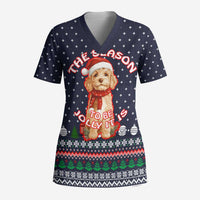 The Season To Be Jolly Goldendoodle Christmas Scrub Top Xmas Holiday Patterns - Wonder Print Shop