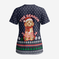 The Season To Be Jolly Goldendoodle Christmas Scrub Top Xmas Holiday Patterns - Wonder Print Shop