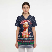 The Season To Be Jolly Goldendoodle Christmas Scrub Top Xmas Holiday Patterns - Wonder Print Shop