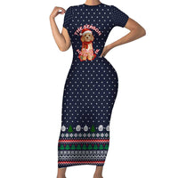 The Season To Be Jolly Goldendoodle Christmas Short Sleeve Bodycon Dress Xmas Holiday Patterns - Wonder Print Shop
