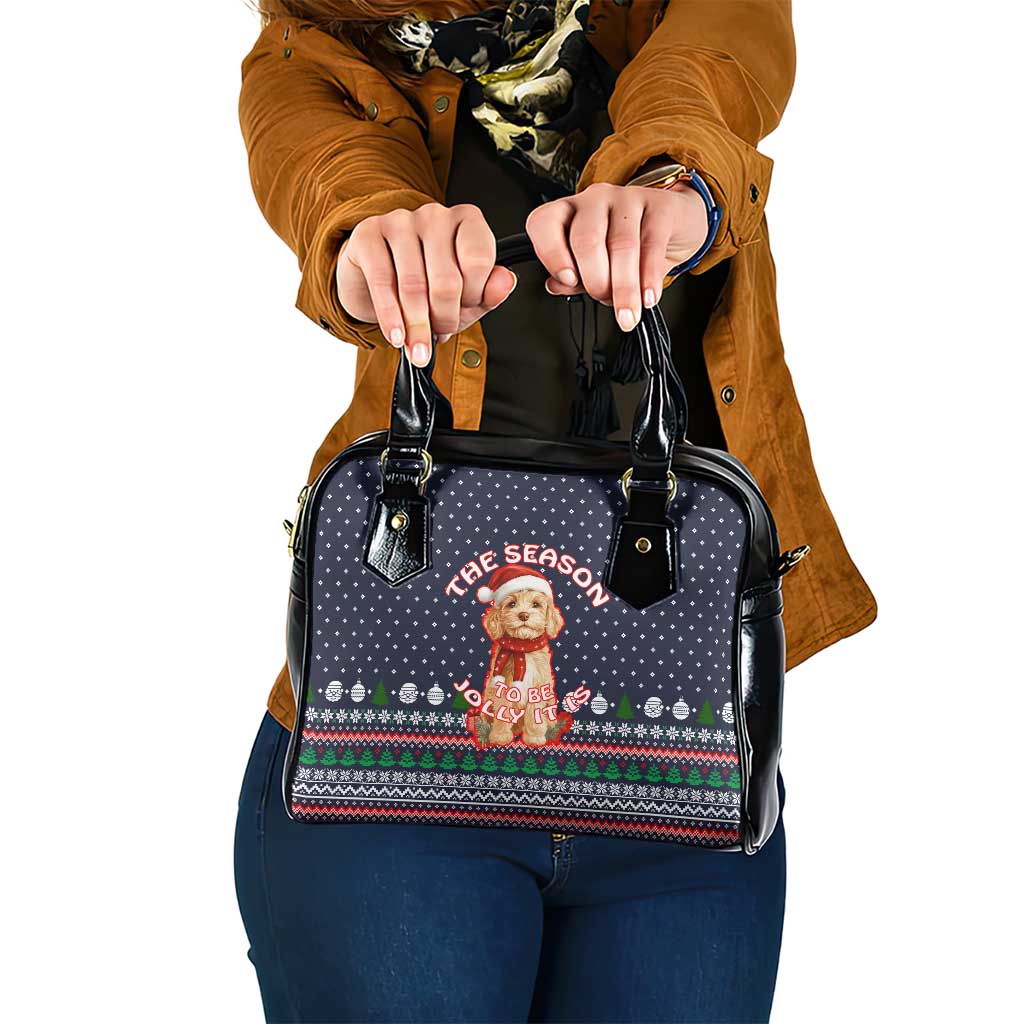 The Season To Be Jolly Goldendoodle Christmas Shoulder Handbag Xmas Holiday Patterns - Wonder Print Shop