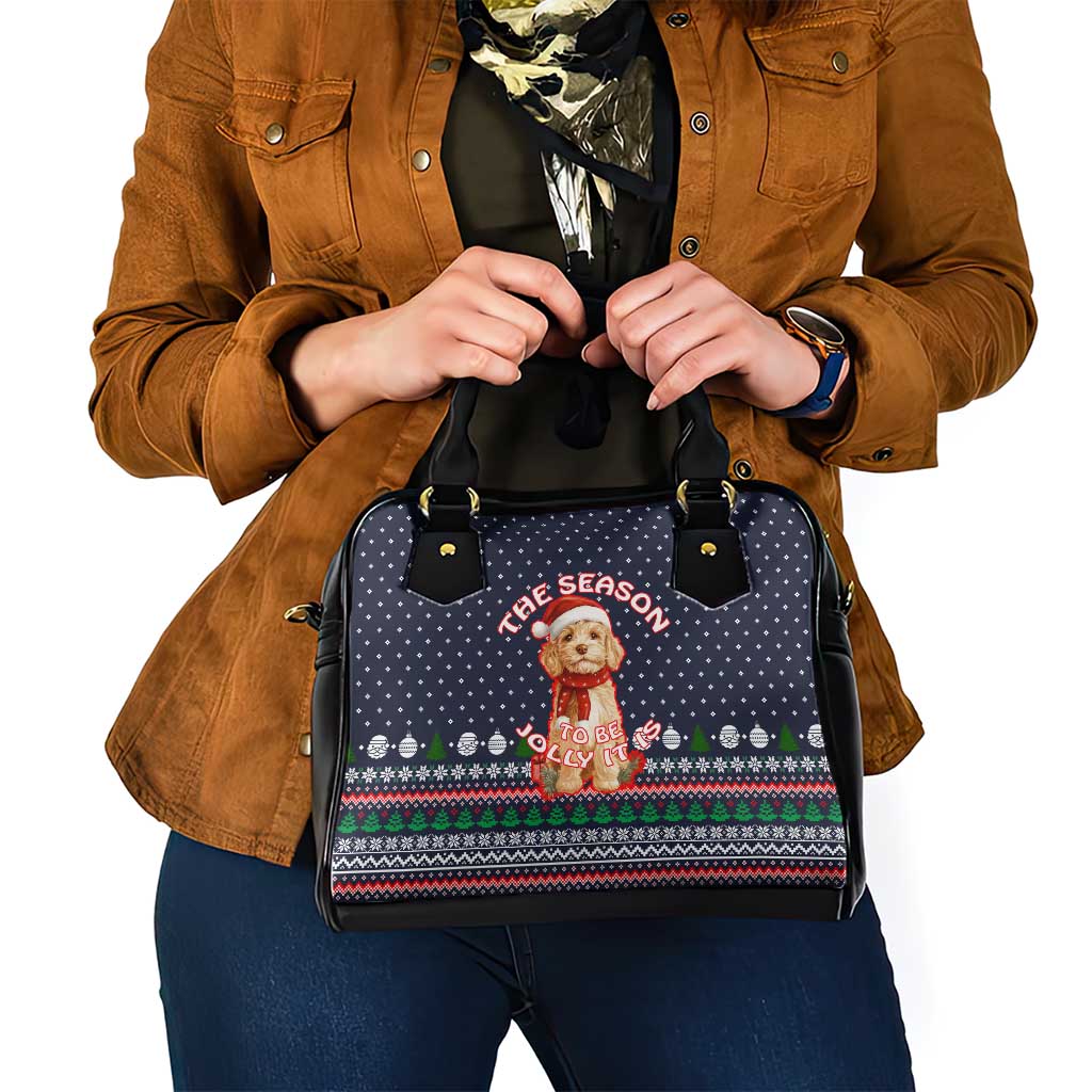 The Season To Be Jolly Goldendoodle Christmas Shoulder Handbag Xmas Holiday Patterns - Wonder Print Shop