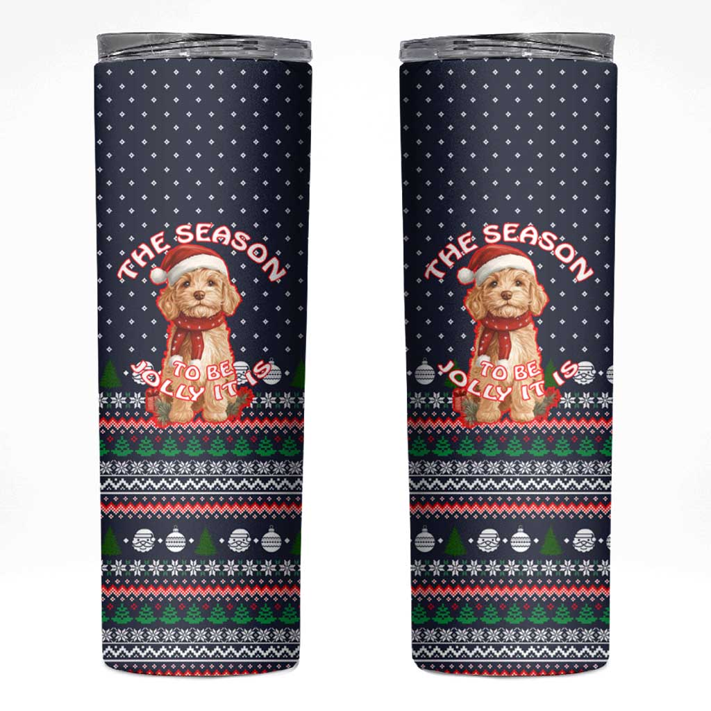 The Season To Be Jolly Goldendoodle Christmas Skinny Tumbler Xmas Holiday Patterns - Wonder Print Shop