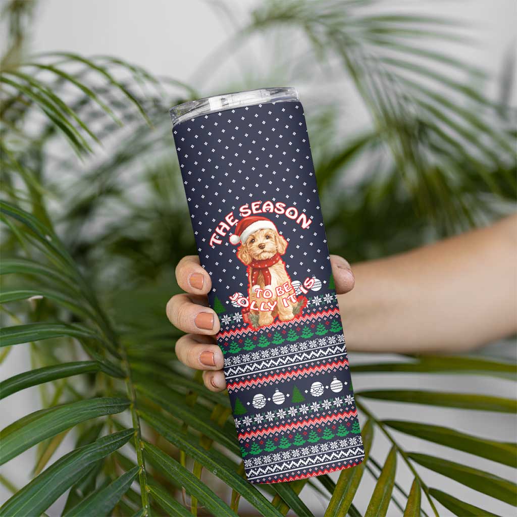 The Season To Be Jolly Goldendoodle Christmas Skinny Tumbler Xmas Holiday Patterns - Wonder Print Shop