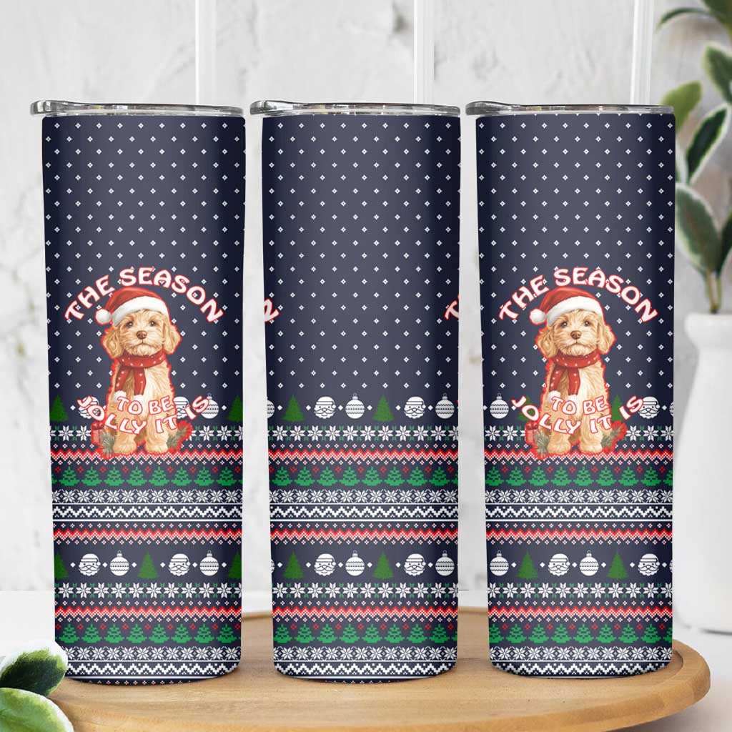 The Season To Be Jolly Goldendoodle Christmas Skinny Tumbler Xmas Holiday Patterns - Wonder Print Shop
