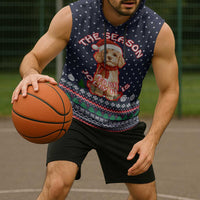 The Season To Be Jolly Goldendoodle Christmas Sleeveless Hoodie Xmas Holiday Patterns - Wonder Print Shop