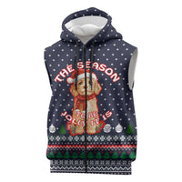 The Season To Be Jolly Goldendoodle Christmas Sleeveless Zip Hoodie Xmas Holiday Patterns - Wonder Print Shop