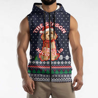 The Season To Be Jolly Goldendoodle Christmas Sleeveless Zip Hoodie Xmas Holiday Patterns - Wonder Print Shop