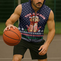 The Season To Be Jolly Goldendoodle Christmas Sleeveless Zip Hoodie Xmas Holiday Patterns - Wonder Print Shop
