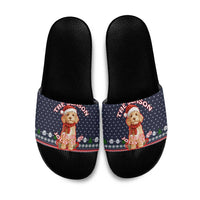 The Season To Be Jolly Goldendoodle Christmas Slide Sandals Xmas Holiday Patterns - Wonder Print Shop