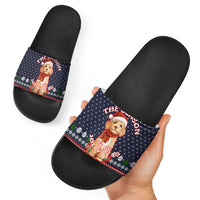 The Season To Be Jolly Goldendoodle Christmas Slide Sandals Xmas Holiday Patterns - Wonder Print Shop