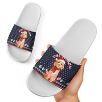 The Season To Be Jolly Goldendoodle Christmas Slide Sandals Xmas Holiday Patterns - Wonder Print Shop