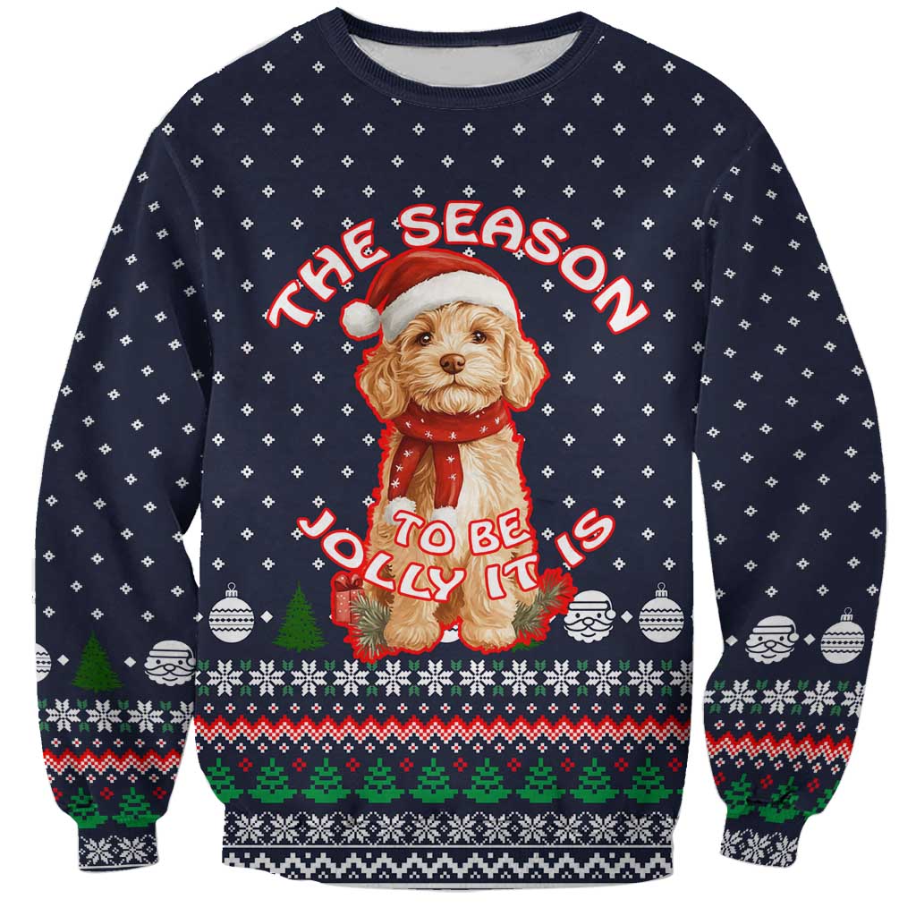 The Season To Be Jolly Goldendoodle Christmas Sweatshirt Xmas Holiday Patterns - Wonder Print Shop