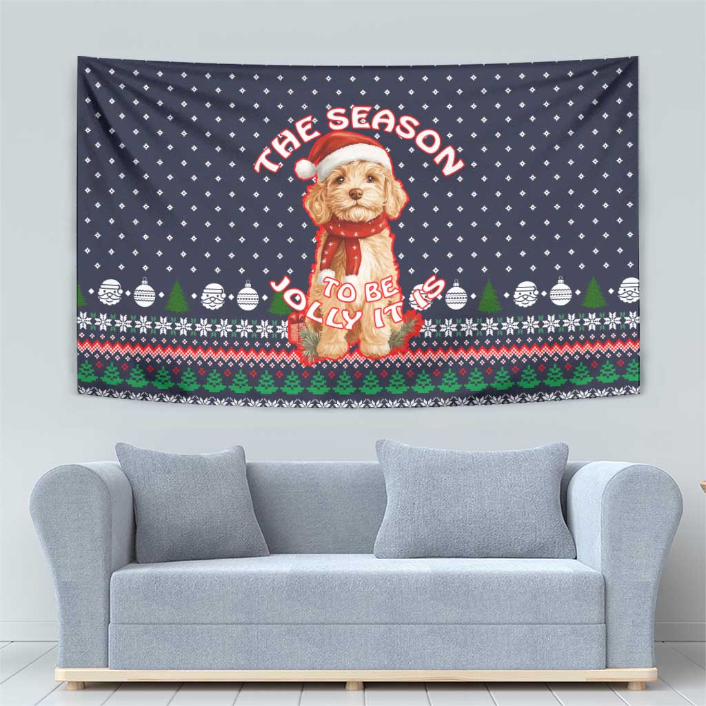 The Season To Be Jolly Goldendoodle Christmas Tapestry Xmas Holiday Patterns - Wonder Print Shop
