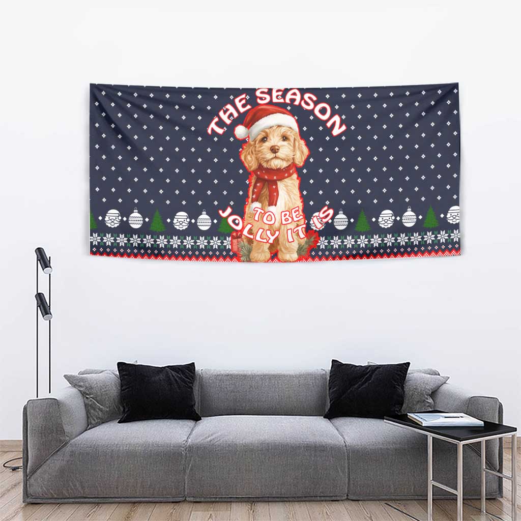 The Season To Be Jolly Goldendoodle Christmas Tapestry Xmas Holiday Patterns - Wonder Print Shop