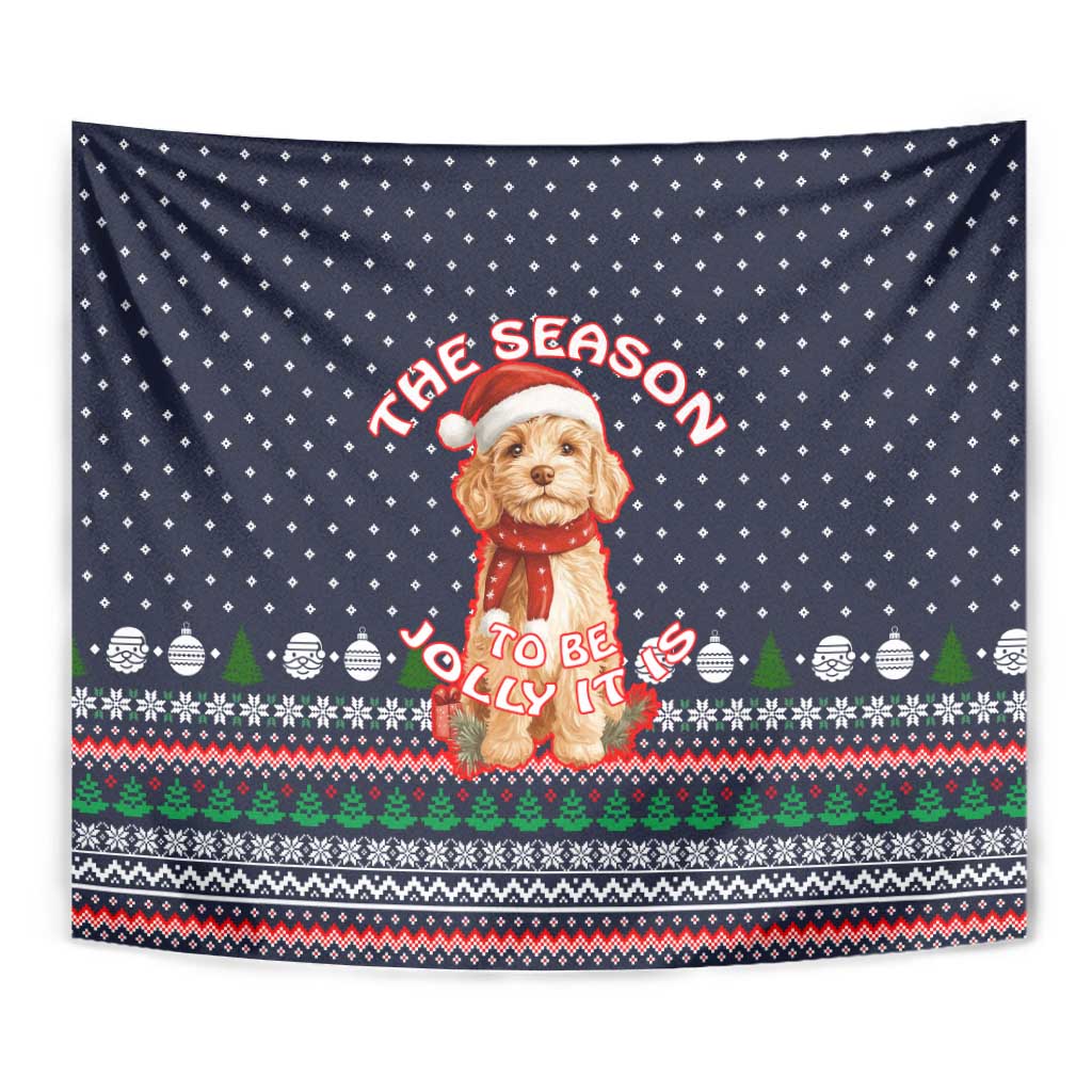The Season To Be Jolly Goldendoodle Christmas Tapestry Xmas Holiday Patterns - Wonder Print Shop