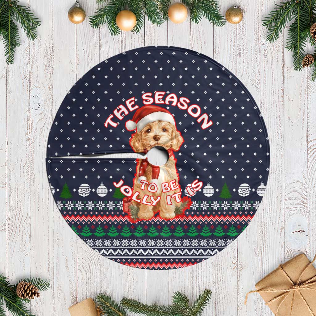 The Season To Be Jolly Goldendoodle Christmas Tree Skirt Xmas Holiday Patterns - Wonder Print Shop
