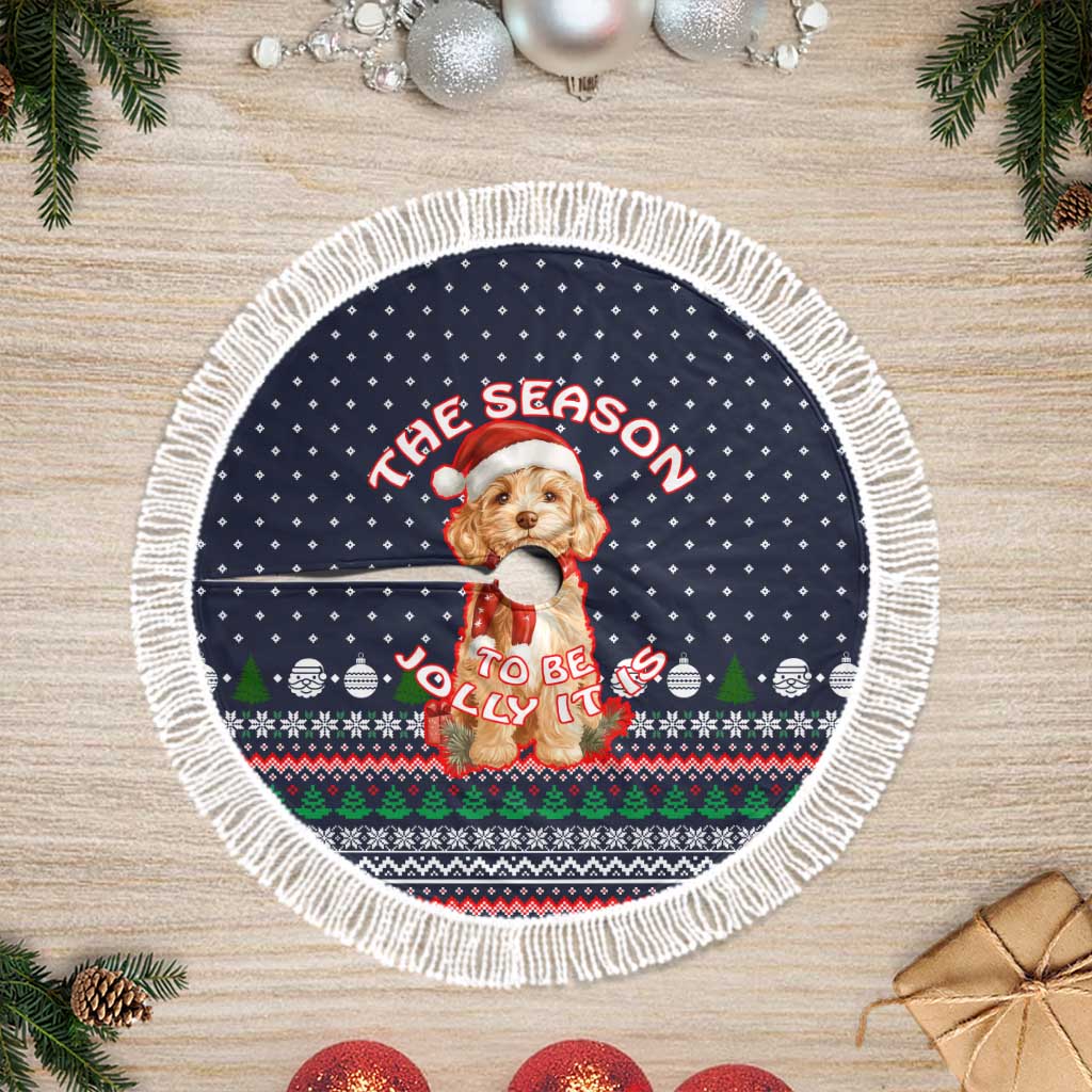 The Season To Be Jolly Goldendoodle Christmas Tree Skirt Xmas Holiday Patterns - Wonder Print Shop