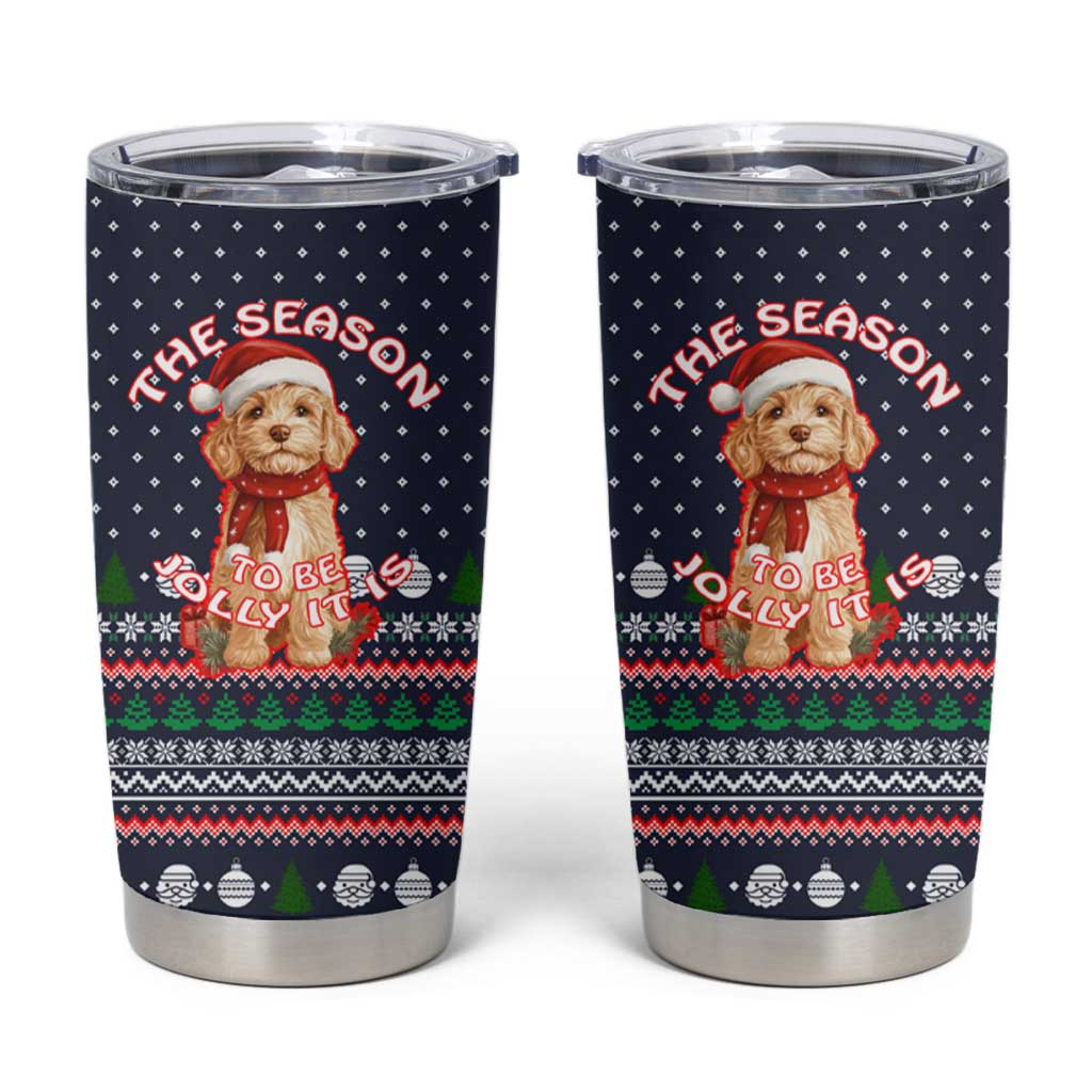 The Season To Be Jolly Goldendoodle Christmas Tumbler Cup Xmas Holiday Patterns - Wonder Print Shop