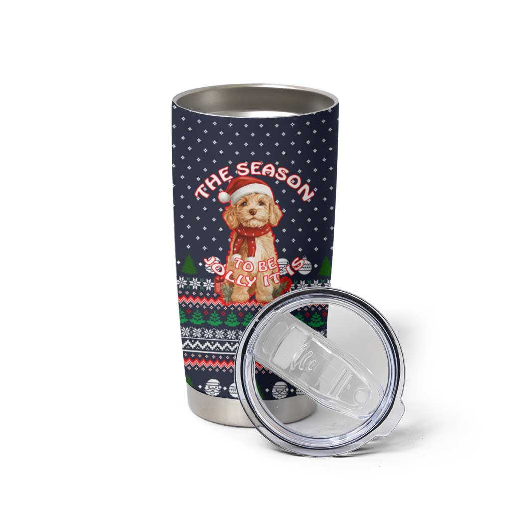 The Season To Be Jolly Goldendoodle Christmas Tumbler Cup Xmas Holiday Patterns - Wonder Print Shop