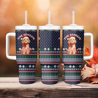 The Season To Be Jolly Goldendoodle Christmas Tumbler With Handle Xmas Holiday Patterns - Wonder Print Shop