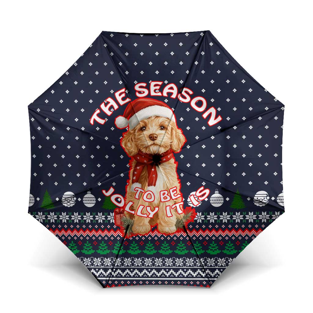 The Season To Be Jolly Goldendoodle Christmas Umbrella Xmas Holiday Patterns - Wonder Print Shop