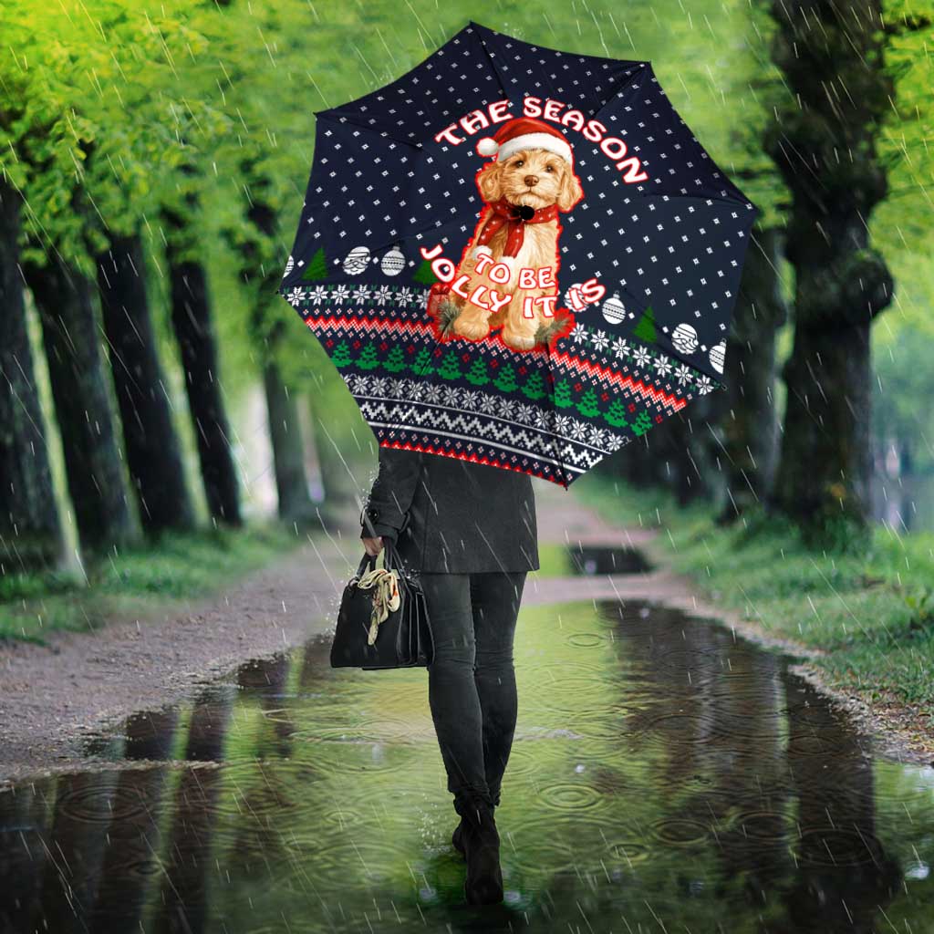 The Season To Be Jolly Goldendoodle Christmas Umbrella Xmas Holiday Patterns - Wonder Print Shop