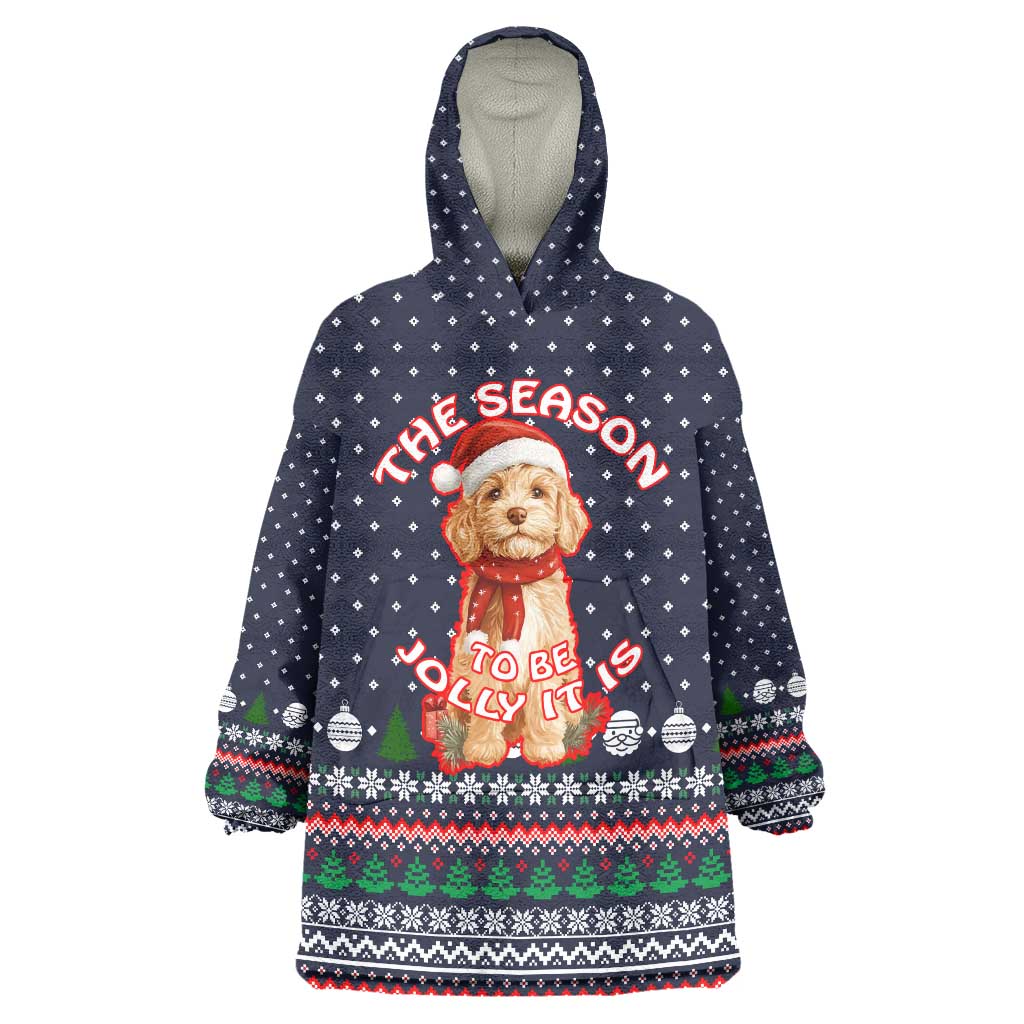 The Season To Be Jolly Goldendoodle Christmas Wearable Blanket Hoodie Xmas Holiday Patterns - Wonder Print Shop