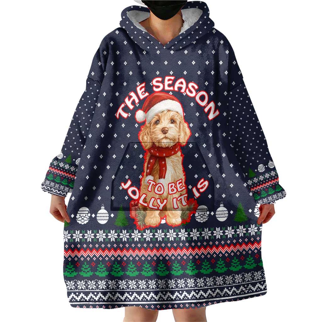 The Season To Be Jolly Goldendoodle Christmas Wearable Blanket Hoodie Xmas Holiday Patterns - Wonder Print Shop