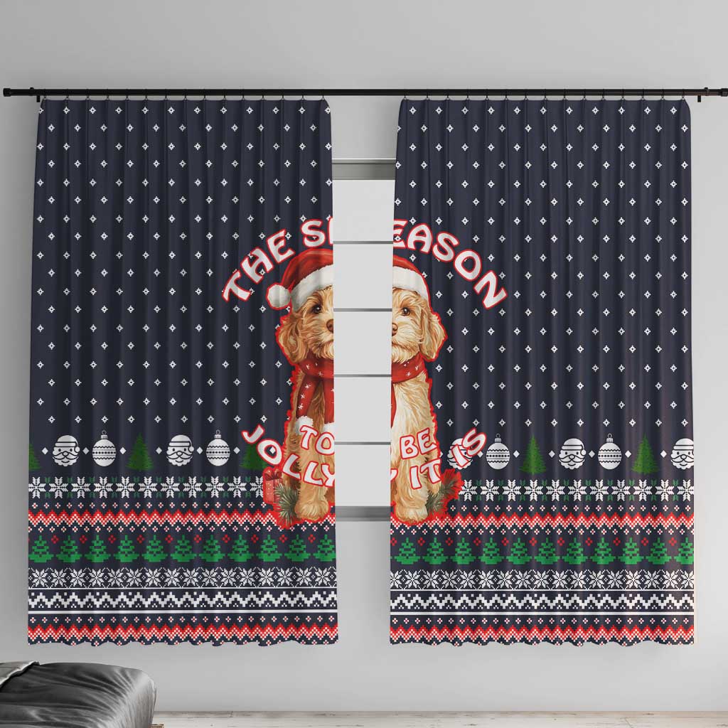 The Season To Be Jolly Goldendoodle Christmas Window Curtain Xmas Holiday Patterns - Wonder Print Shop