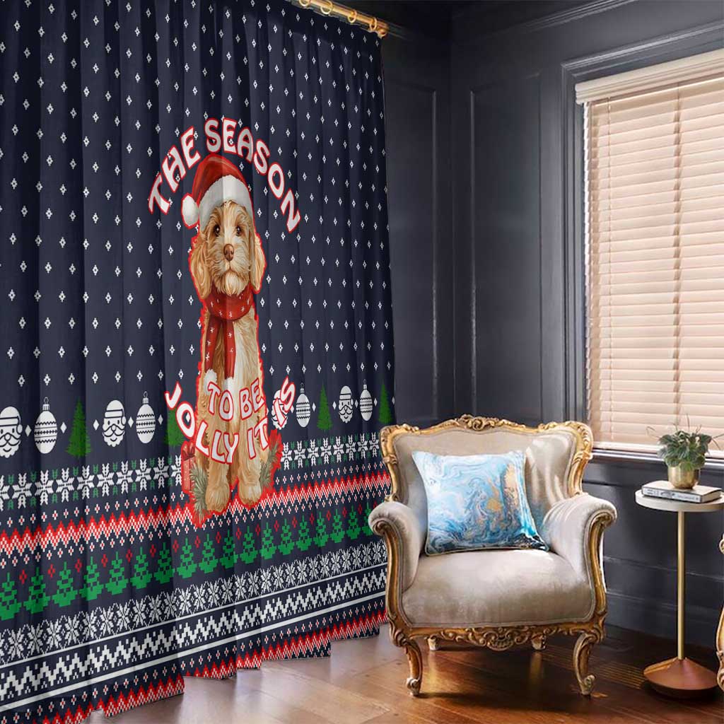 The Season To Be Jolly Goldendoodle Christmas Window Curtain Xmas Holiday Patterns - Wonder Print Shop