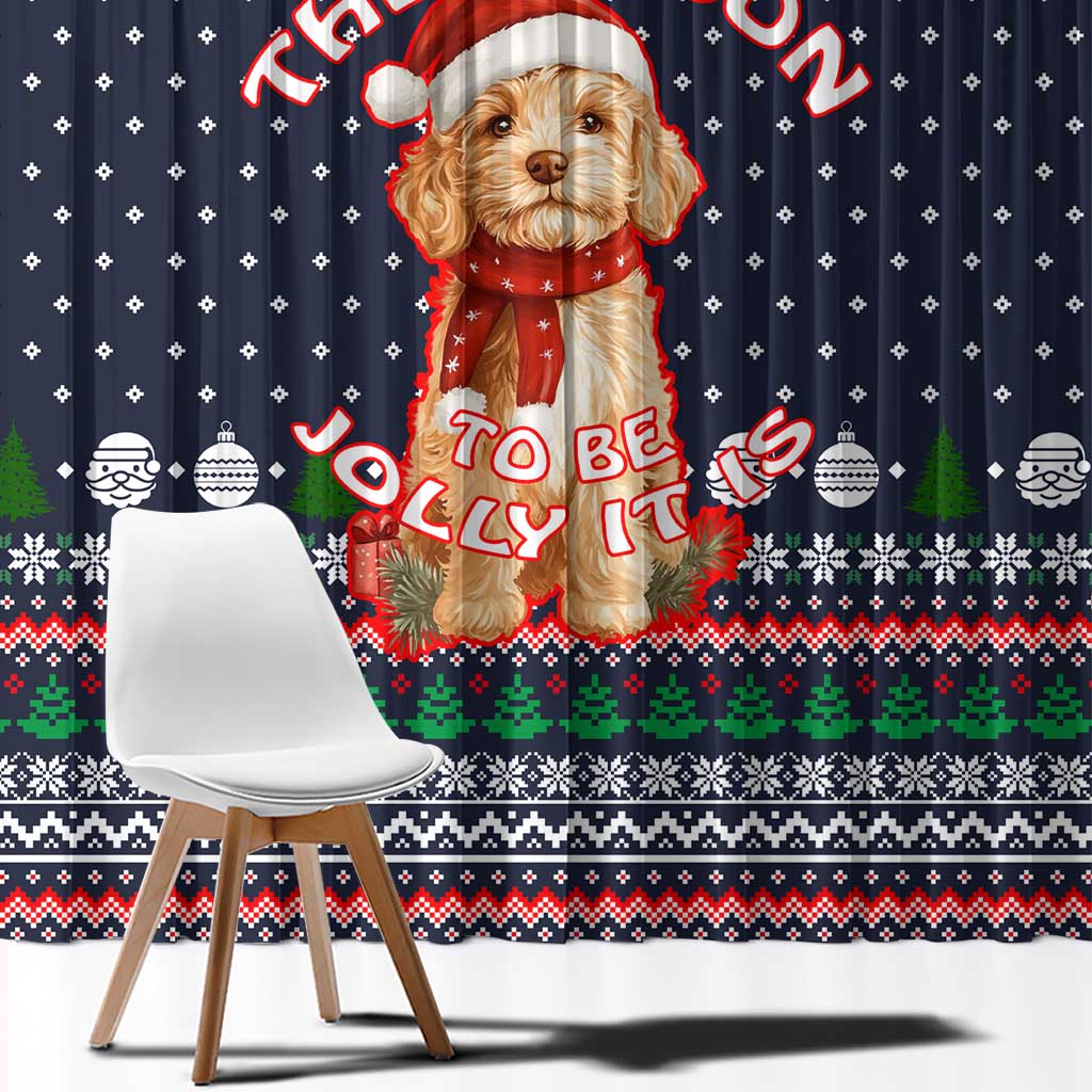 The Season To Be Jolly Goldendoodle Christmas Window Curtain Xmas Holiday Patterns - Wonder Print Shop