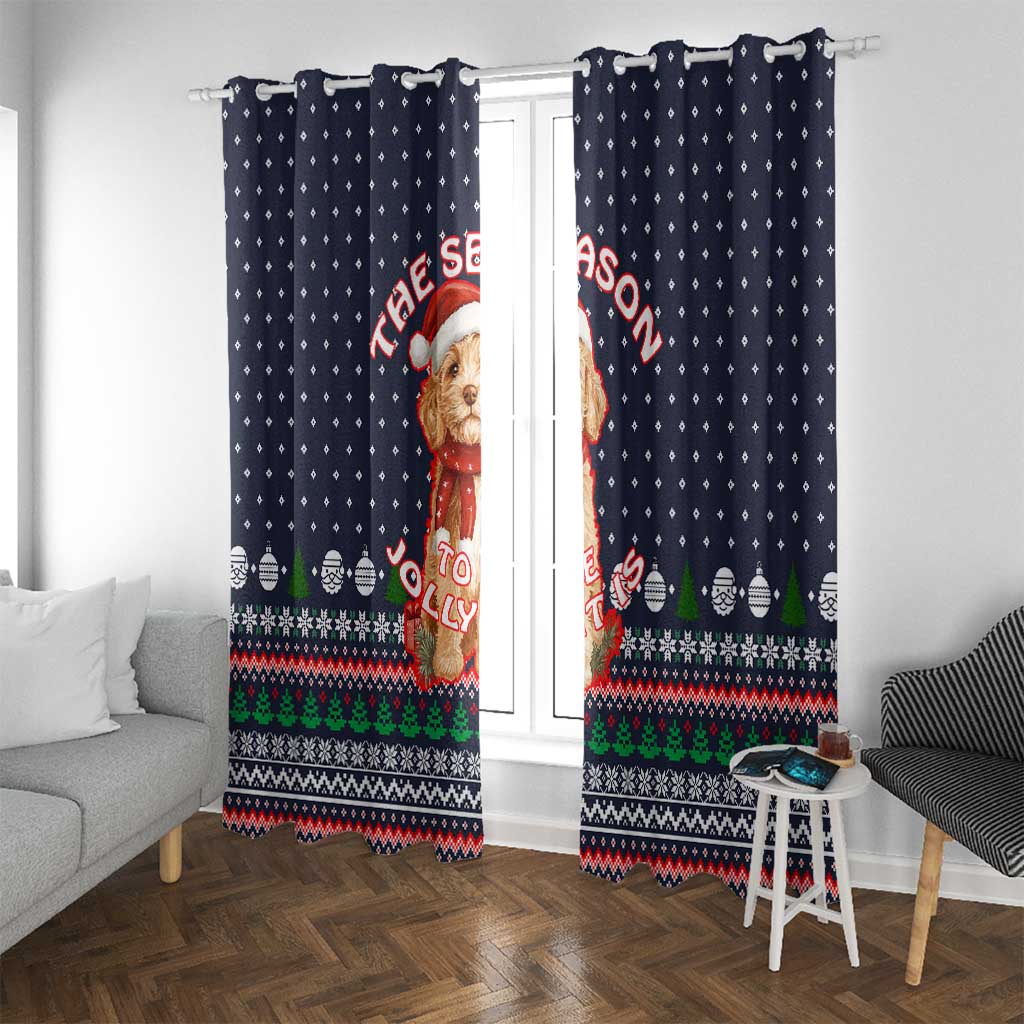 The Season To Be Jolly Goldendoodle Christmas Window Curtain Xmas Holiday Patterns - Wonder Print Shop