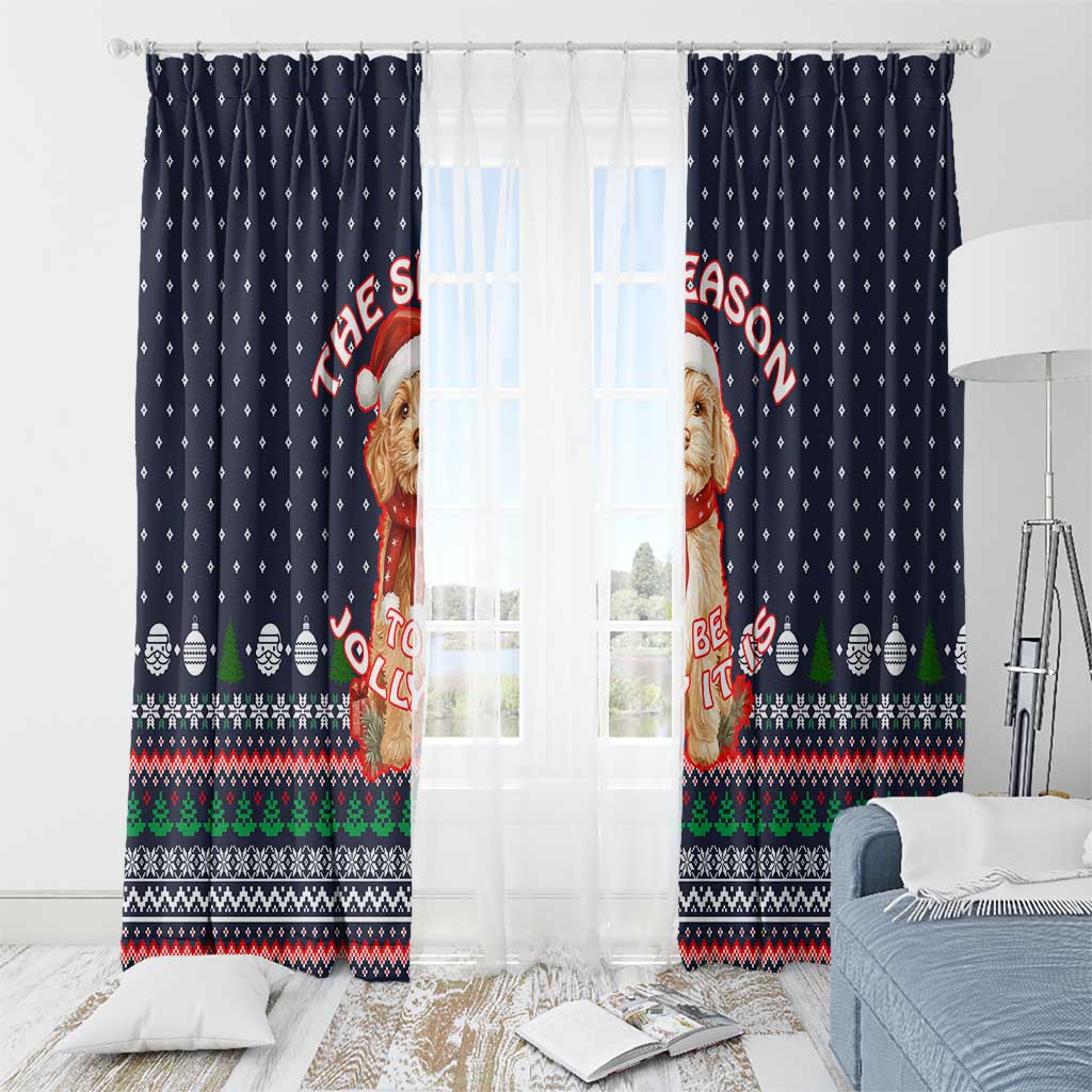 The Season To Be Jolly Goldendoodle Christmas Window Curtain Xmas Holiday Patterns - Wonder Print Shop