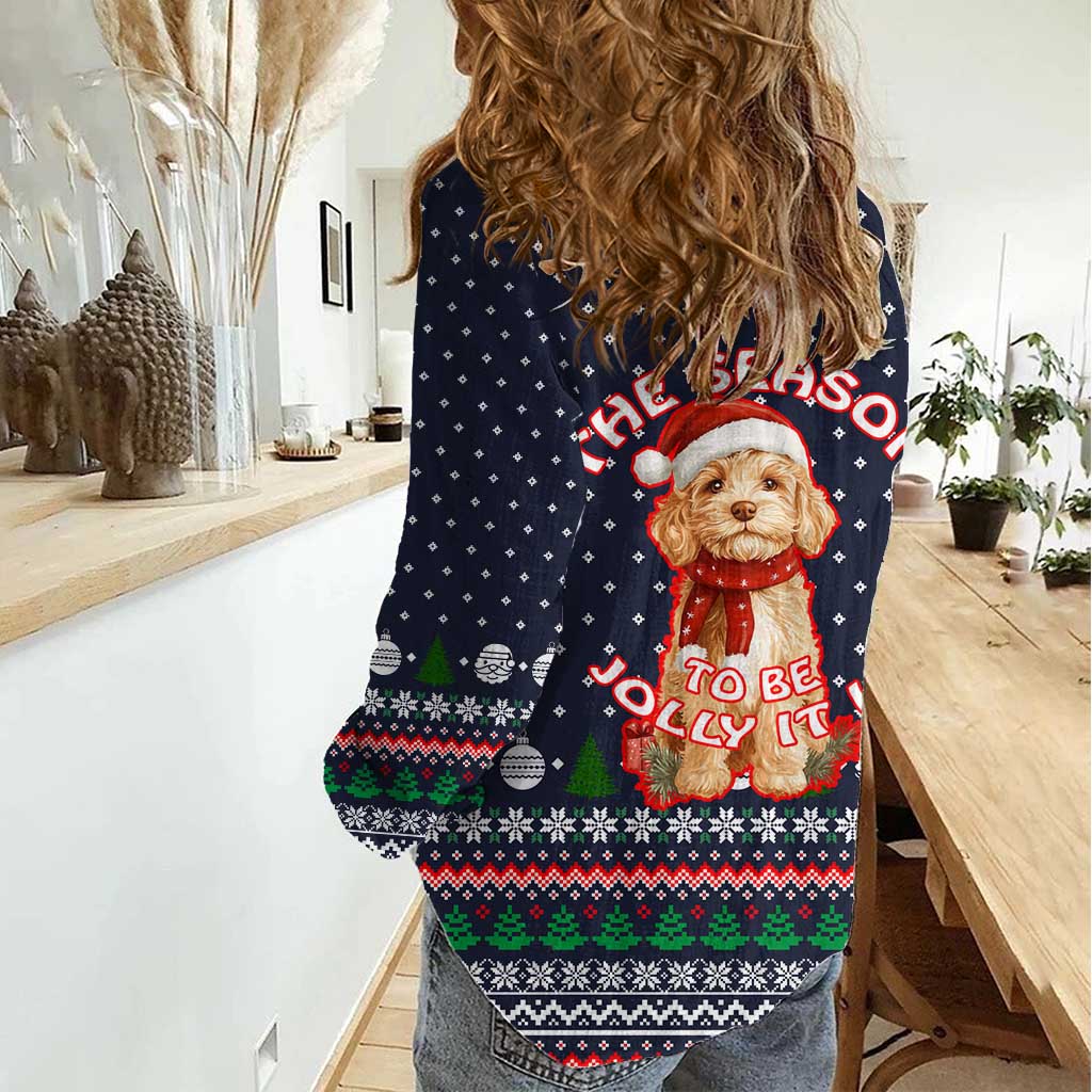 The Season To Be Jolly Goldendoodle Christmas Women Casual Shirt Xmas Holiday Patterns - Wonder Print Shop