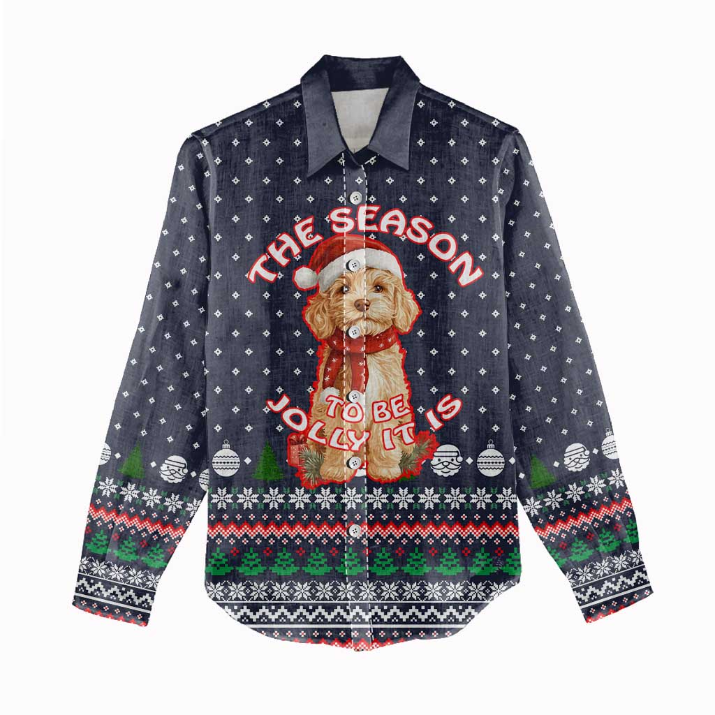 The Season To Be Jolly Goldendoodle Christmas Women Casual Shirt Xmas Holiday Patterns - Wonder Print Shop