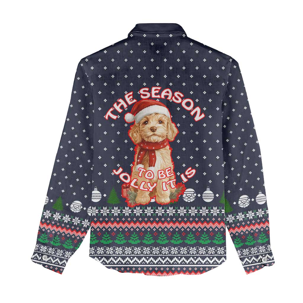 The Season To Be Jolly Goldendoodle Christmas Women Casual Shirt Xmas Holiday Patterns - Wonder Print Shop