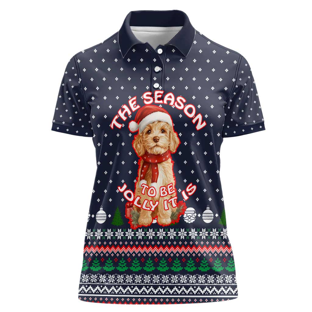 The Season To Be Jolly Goldendoodle Christmas Women Polo Shirt Xmas Holiday Patterns - Wonder Print Shop