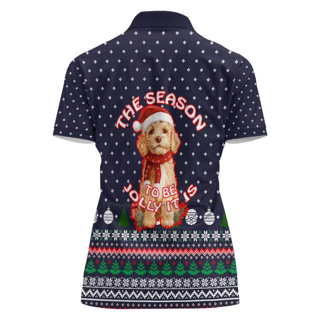 The Season To Be Jolly Goldendoodle Christmas Women Polo Shirt Xmas Holiday Patterns - Wonder Print Shop