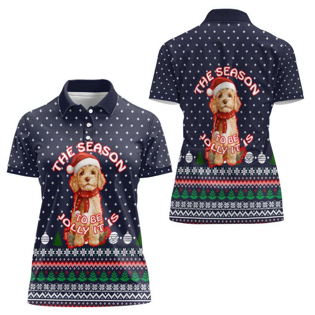 The Season To Be Jolly Goldendoodle Christmas Women Polo Shirt Xmas Holiday Patterns - Wonder Print Shop