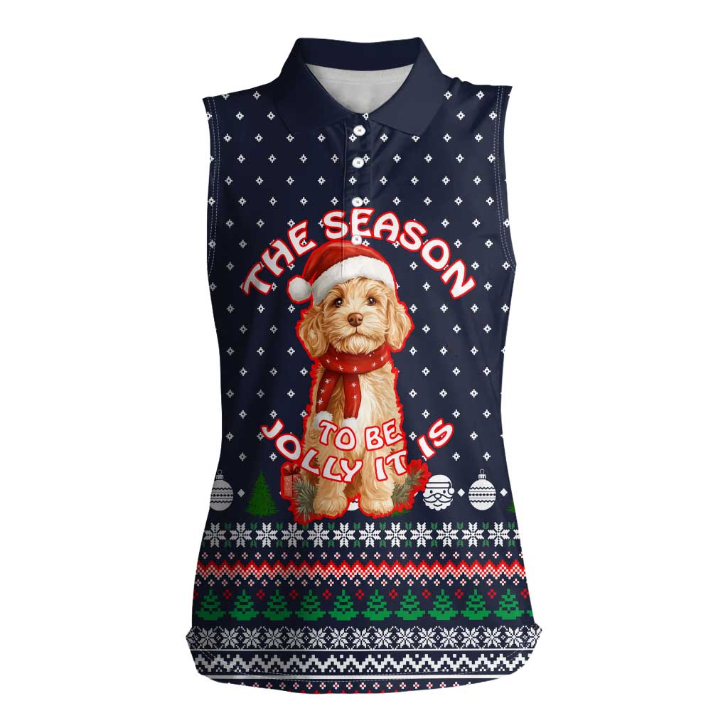 The Season To Be Jolly Goldendoodle Christmas Women Sleeveless Polo Shirt Xmas Holiday Patterns - Wonder Print Shop