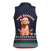 The Season To Be Jolly Goldendoodle Christmas Women Sleeveless Polo Shirt Xmas Holiday Patterns - Wonder Print Shop